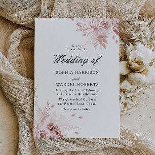 Invitación Rosa elegante Boda de Rosas de época