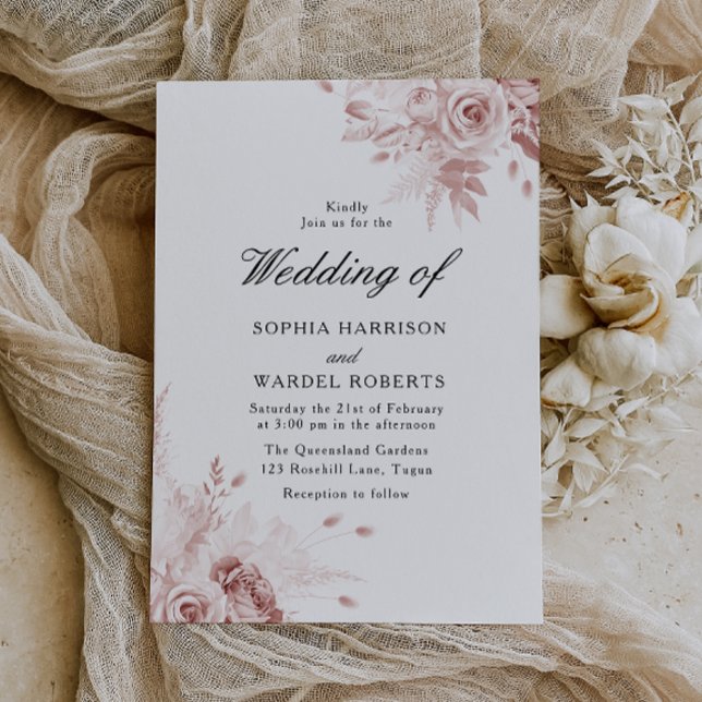 Invitación Rosa  elegante Boda de Rosas de época (Subido por el creador)