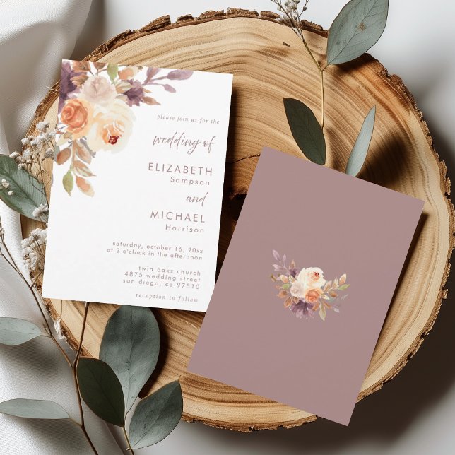 Invitación Rosa elegante Boda floral neutro (Subido por el creador)