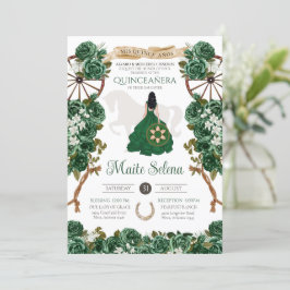 Invitación Rosa elegante de Emerald Green Quinceanera Charro