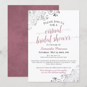 Invitación Rosa elegante de Frilly en ducha blanca virtual de