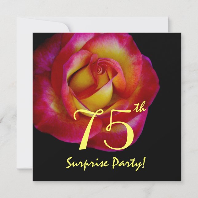 Invitación Rosa elegante de la 75ª fiesta de cumpleaños sorpr (Anverso)