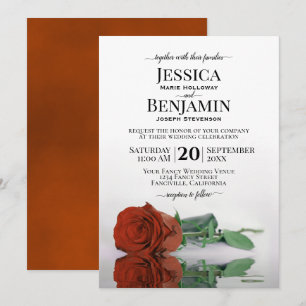 Invitación Rosa elegante de Naranja de roya de larga estatura