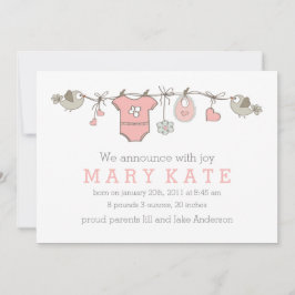 Invitación rosa elegante de ropa de bebé
