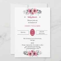 Rosa elegante Flores Baby Shower personalizado