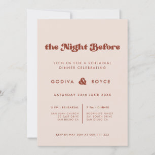 Invitación Rosa elegante La noche anterior al ensayo del boda