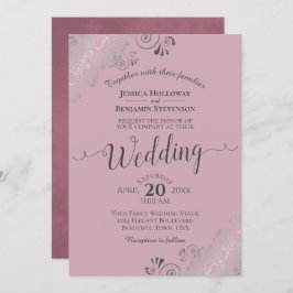 Invitación Rosa elegante  Mauve Boda