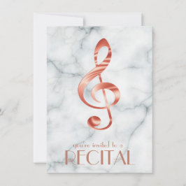 Invitación rosa elegante música de oro trébol clef en mármol