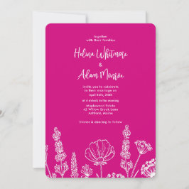 Invitación Rosa | Elegante Wekdding De Flores Silvestres