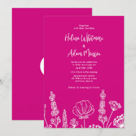 Invitación Rosa | Elegante Wekdding De Flores Silvestres