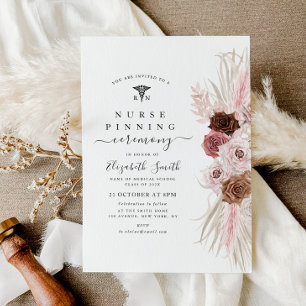 Invitación rosa elegante y polvoriento ceremonia de fondeo de