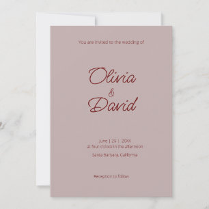 Invitación Rosa elegante y Rosa de Cinnamon Boda