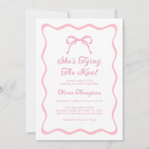 Invitación Rosa Ella Está Atando el Nudo Arco Despedida de So