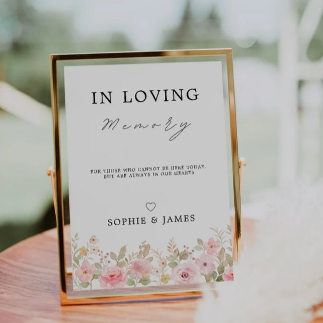 Invitación Rosa En El Rótulo De La Memoria Amada, Rótulo Memo (Rose In Loving Memory Sign, Memorial Sign, Invitation)