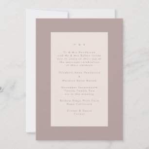 Invitación Rosa en Rubor Moderno Boda minimalista simple