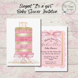 Invitación Rosa "es un chica" Baby Shower