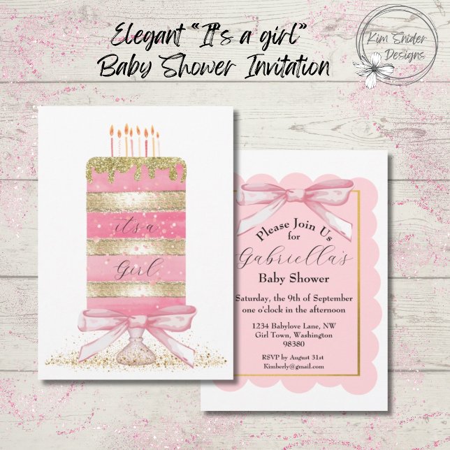Invitación Rosa "es un chica" Baby Shower (Subido por el creador)