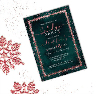 Invitación Rosa Esmeralda Oro aspersado festividad de confett