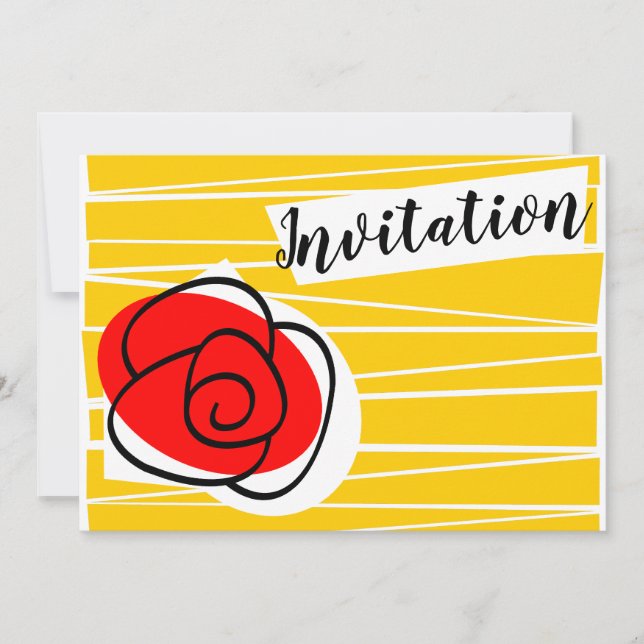 Invitación Rosa española horizontal (Anverso)