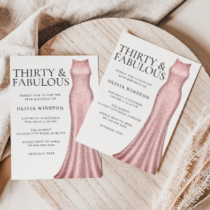 Invitación Rosa espumosa vestido de oro mujeres 30 Fiesta de 