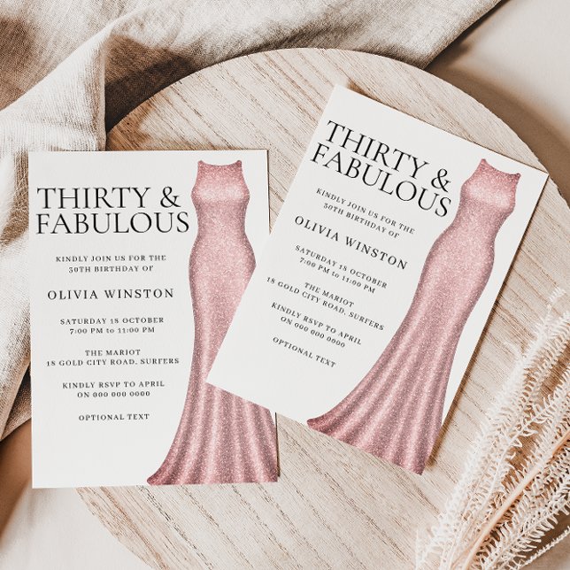 Invitación Rosa espumosa vestido de oro mujeres 30 Fiesta de  (Subido por el creador)