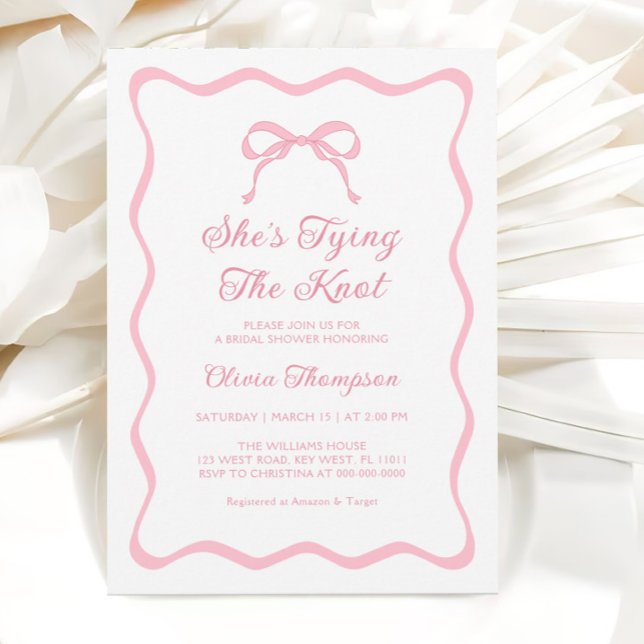 Invitación Rosa está atando la ducha de novias Knot Bow (Subido por el creador)