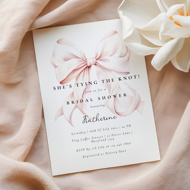 Invitación Rosa está atando la ducha de novias Knot Bow (Subido por el creador)