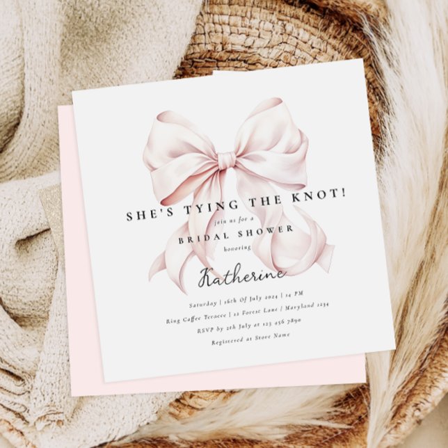 Invitación Rosa está atando la ducha de novias Knot Bow (Subido por el creador)