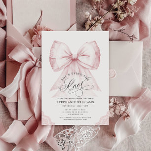 Invitación Rosa está atando la ducha nupcial