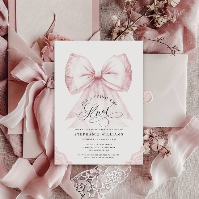 Invitación Rosa está atando la ducha nupcial (Subido por el creador)