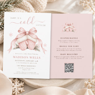 Invitación Rosa Está Frío Afuera Bebé Niña Ducha TODO EN UNO