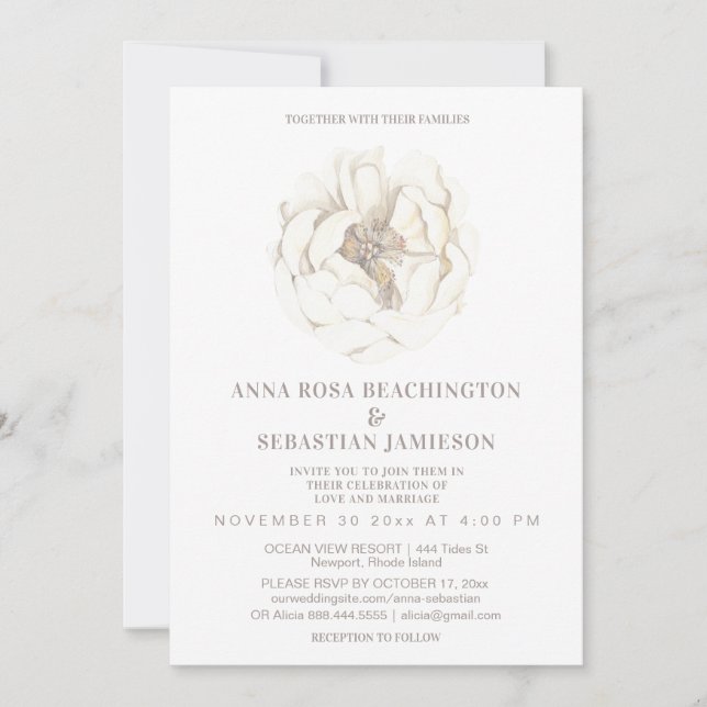 Invitación *~* ROSA etéreo floral AR8 Boda Invitati RSVP (Anverso)
