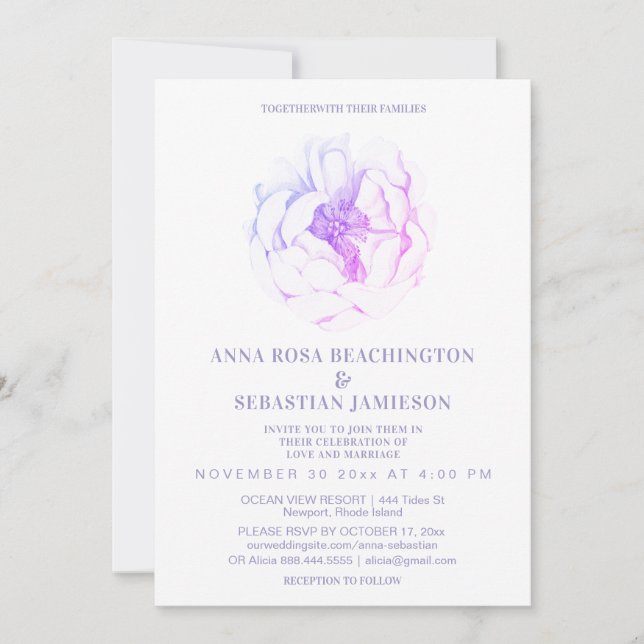 Invitación *~* ROSA etéreo Ombre Floral AR8 Boda RSVP (Anverso)