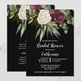 Invitación Rosa eucalipto hojas moda de vegetación floral