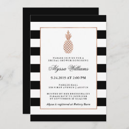 Invitación Rosa Faux Gold Pineapple Bridal Shower