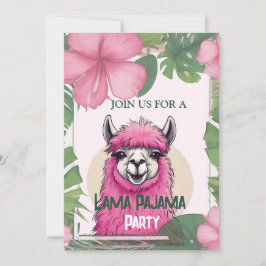 Invitación Rosa Feliz Sonriente Pajama Lama