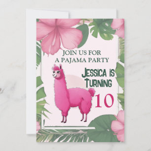 Invitación Rosa Feliz Sonriente Pajama Lama