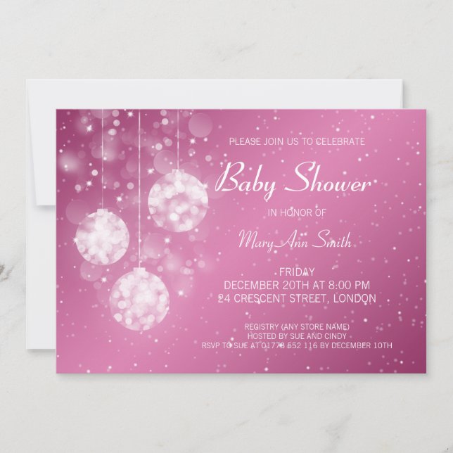 Invitación Rosa festivo elegante de las chucherías de Baby (Anverso)