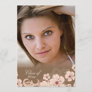 Invitación Rosa + fiesta de graduación marrón de la foto de
