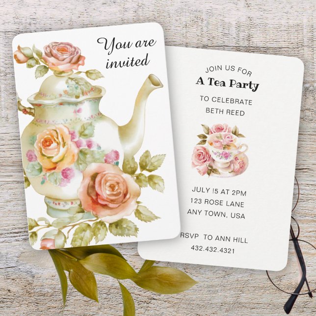 Invitación Rosa Fiesta de té (Subido por el creador)
