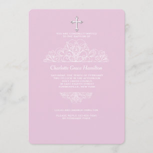 Invitación rosa filigrana religiosa