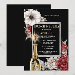 Invitación Rosa flor de amapola rojo blanco burbuja botánica