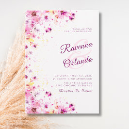 Invitación Rosa Flor de Peonía Rosa Romance Arte Boda