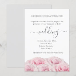 Invitación Rosa Flor Rosa Gris Blanco Elegante Boda Floral
