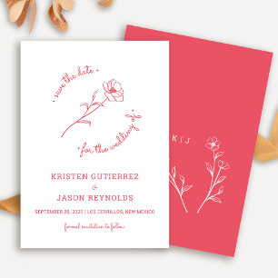 Invitación Rosa Flor Silvestre Roja Salva La Fecha