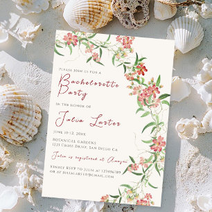 Invitación Rosa Flor Silvestre Rosa Fiesta de Soltera de Prim