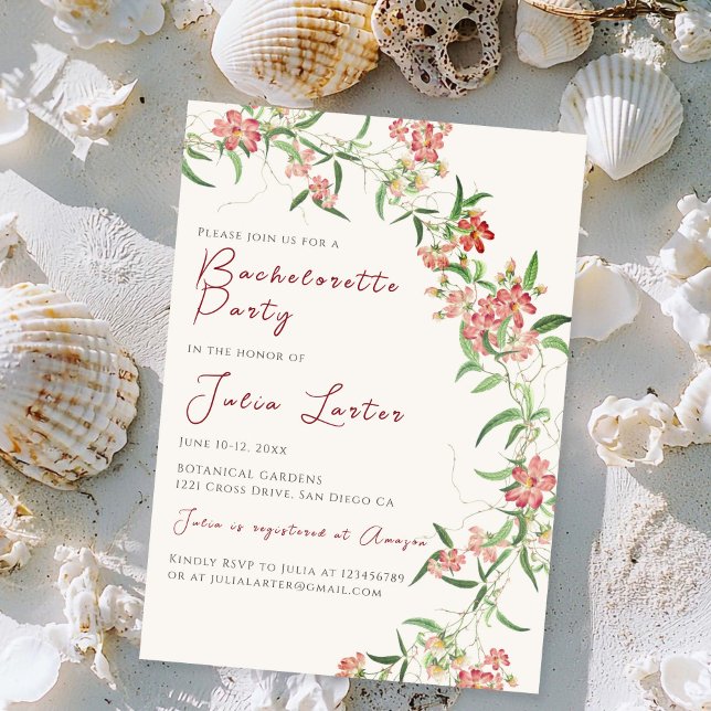 Invitación Rosa Flor Silvestre Rosa Fiesta de Soltera de Prim (Subido por el creador)
