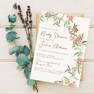 Invitación Rosa Flor Silvestre Rosa Primavera Guirnalda Baby 