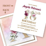 Invitación Rosa Floral A 18th Birthday Party<br><div class="desc">Organizar la perfecta celebración de los 18 años con este elegante monograma floral rosa Un diseño que aparece en el reverso para los nombres de los chicas de cumpleaños empezando por la letra A. Se utilizan elegantes números florales en la invitación para acentuar la era de celebración.</div>