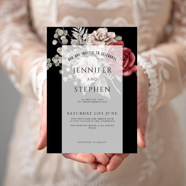 Invitación Rosa floral acuarela Eucalyptus, Boda (Subido por el creador)
